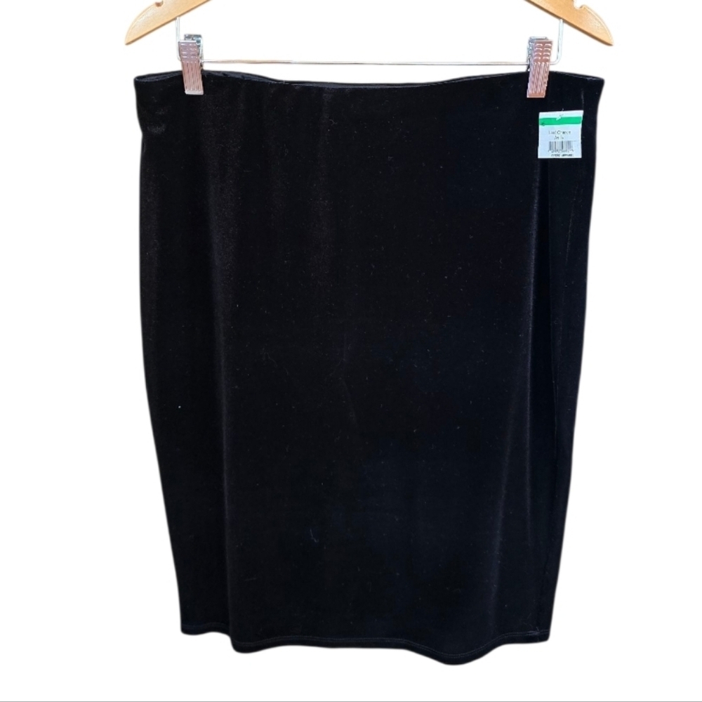 Halogen Black Velvet Elastic Waist Pencil Skirt L - Picture 2 of 7